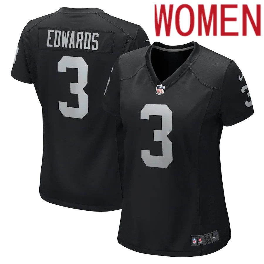 Women Las Vegas Raiders 3 Bryan Edwards Nike Black Game Player NFL Jersey